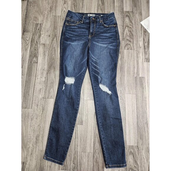 (3/$35) REWASH Jeans Womens 7 Blue Real Curve High Rise Distressed Ripped Denim - Picture 1 of 12